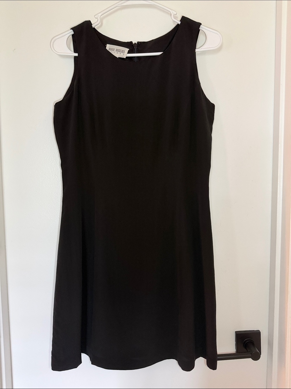 Vintage Silk Hugo Buscati Milano Classic Black Sleeveless Dress Sz 6